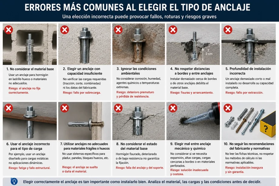 Errores más comunes al elegir el tipo de anclaje