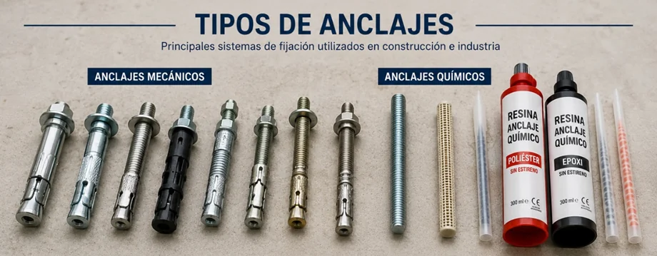 Tipos de anclajes: anclajes mecánicos y anclajes químicos